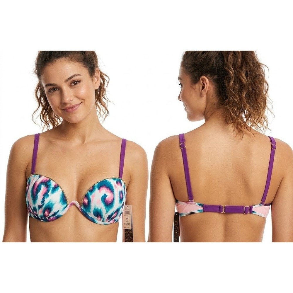 B. Swim Bikini Top Women Large Multicolor Gypsy Unicorn Uniwire Beaded U66 New